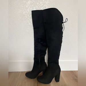 Over The Knee Lace Heel Boot